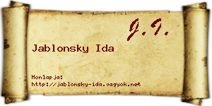 Jablonsky Ida névjegykártya